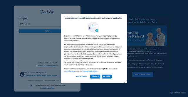 Security scan screenshot of https://pro.doctolib.de