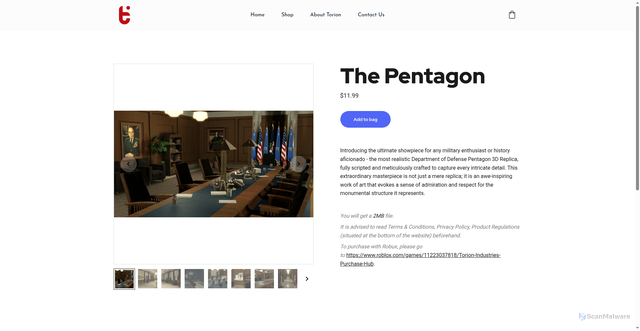 Security scan screenshot of https://torionindustries.com/the-pentagon