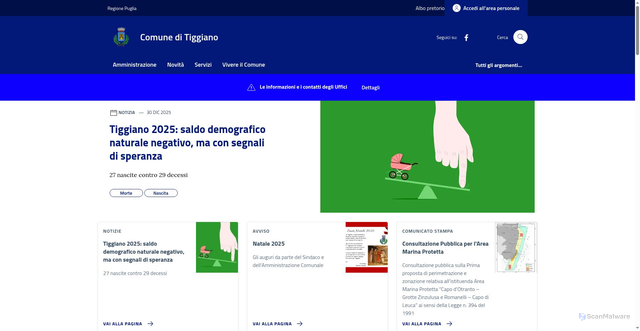 Security scan screenshot of https://comune.tiggiano.le.it/