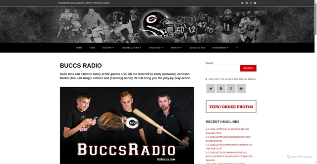 Security scan screenshot of https://buccsfootball.com/buccs-radio/