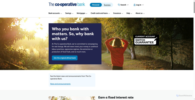 Security scan screenshot of https://www.co-operativebank.co.uk