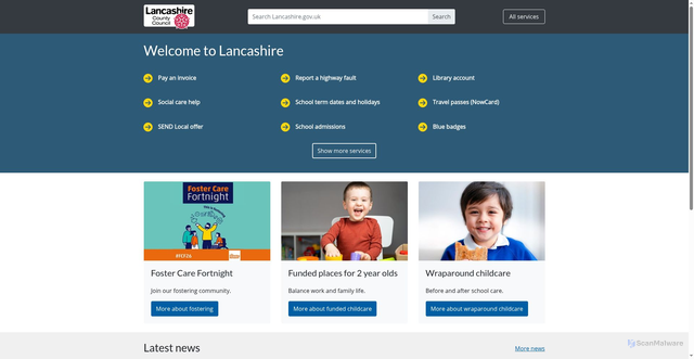 Security scan screenshot of http://www.lancashire.gov.uk
