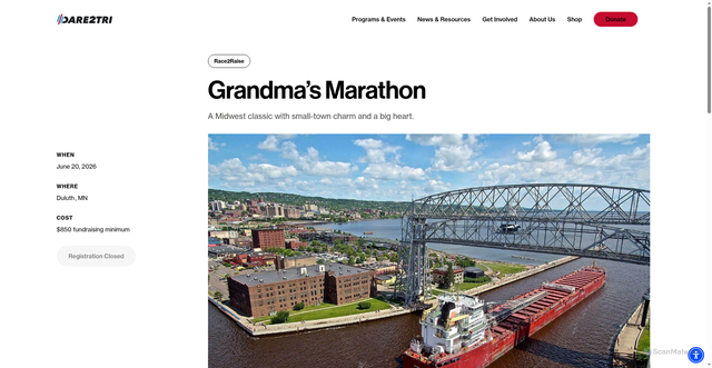 Security scan screenshot of https://dare2tri.org/events/grandmas-marathon/