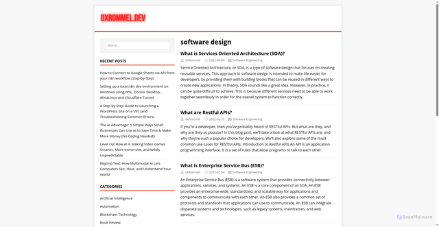 Security scan screenshot of https://0xrommel.pages.dev/tags/software-design/