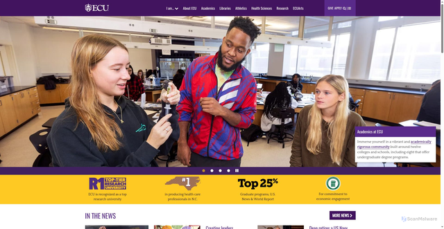 Security scan screenshot of https://www.ecu.edu/