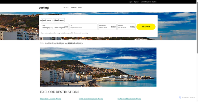 Security scan screenshot of https://www.vueling.com/en-gb/flights-from-edinburgh-to-algeria