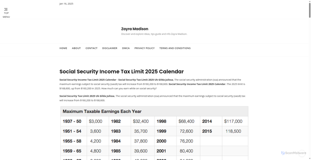 Security scan screenshot of https://naomiwuchida.pages.dev/zyyrtsg-social-security-income-tax-limit-2025-calendar-mddsnkw/