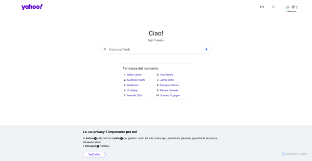 Security scan screenshot of https://sistemabibliotecario@yahoo.it