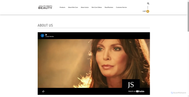 Security scan screenshot of https://www.jaclynsmithbeauty.com/aboutus.asp