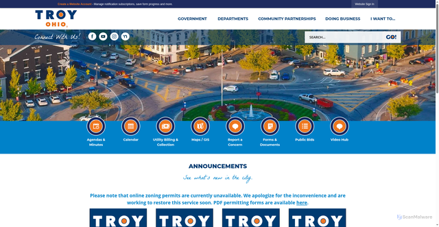 Security scan screenshot of https://troyohio.gov/