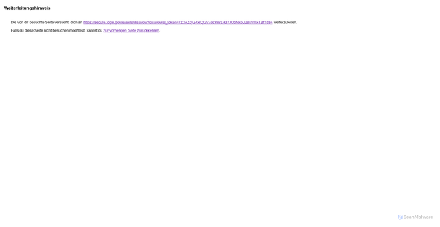 Security scan screenshot of https://www.google.com/url?q=https://secure.login.gov/events/disavow?disavowal_token%3D7Z3AZcyZ4xrQGV7oLYW1H37JObNkoU28sVmxTBfYd34