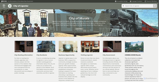 Security scan screenshot of https://www.in.gov/cities/ligonier/