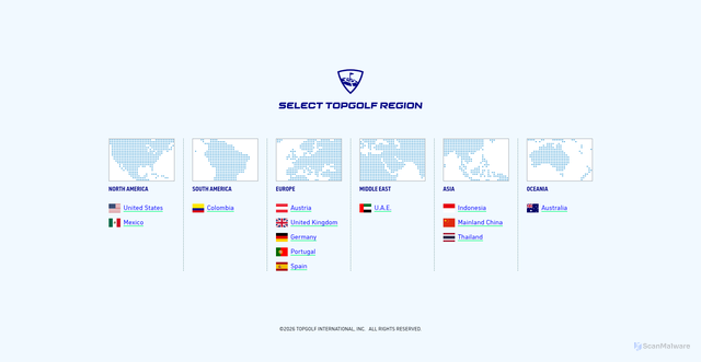 Security scan screenshot of https://topgolf.com