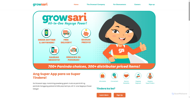 Security scan screenshot of https://growsari.com