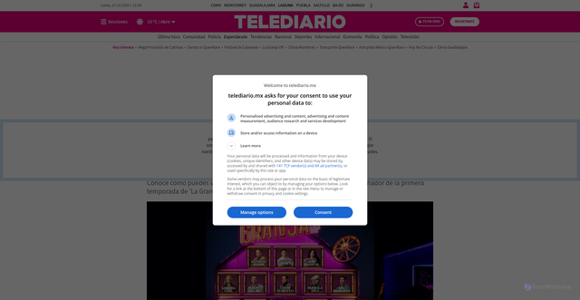 Security scan screenshot of https://www.telediario.mx/espectaculos/votar-la-granja-vip-como-se-puede-salvar-a-los-granjeros