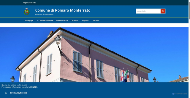Security scan screenshot of https://www.comune.pomaromonferrato.al.it/hh/index.php