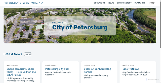 Security scan screenshot of https://cityofpetersburgwv.gov/
