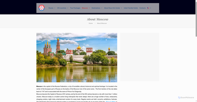 Security scan screenshot of https://www.russinfo.in/moscow/about-moscow/
