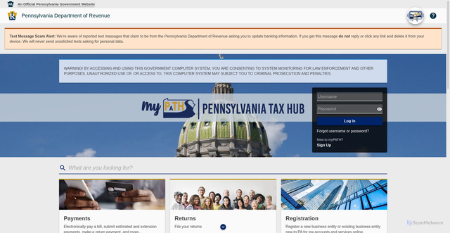 Security scan screenshot of https://mypath.pa.gov