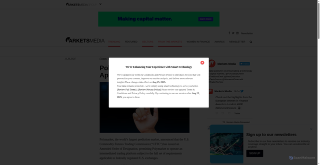 Security scan screenshot of https://www.marketsmedia.com/polymarket-receives-cftc-approval/