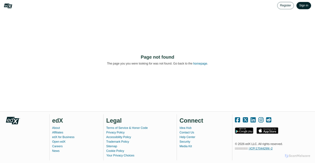 Security scan screenshot of https://learning.edx.org