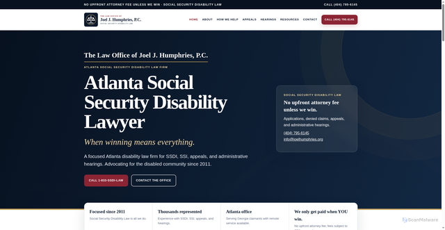 Security scan screenshot of atlantadisabilityhelp.com