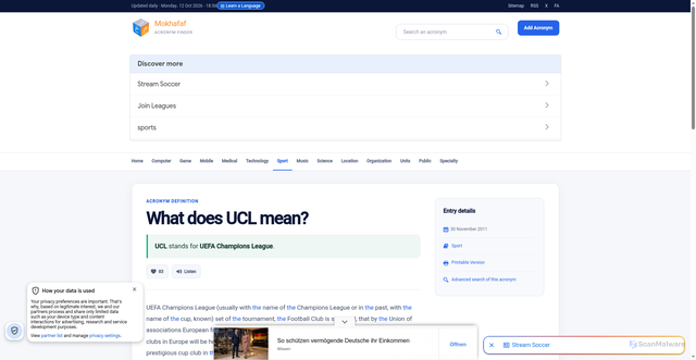 Security scan screenshot of https://mokhafaf.com/en/sport/888-UCL.html