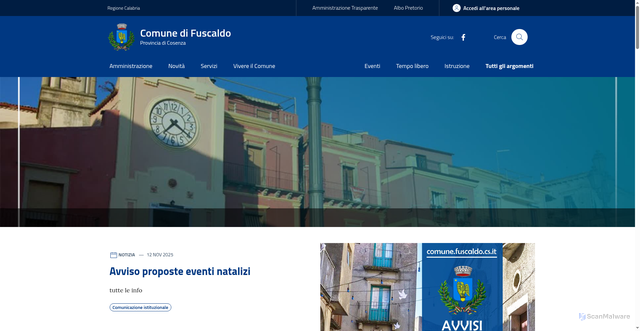 Security scan screenshot of https://www.comune.fuscaldo.cs.it/