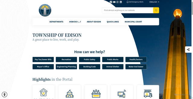 Security scan screenshot of https://edisonnj.gov/