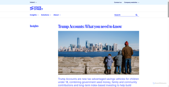 Security scan screenshot of https://www.statestreet.com/ie/en/insights/trump-accounts