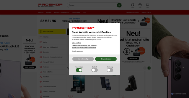 Security scan screenshot of https://proshop.de
