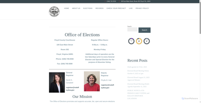 Security scan screenshot of https://votefloydva.gov/