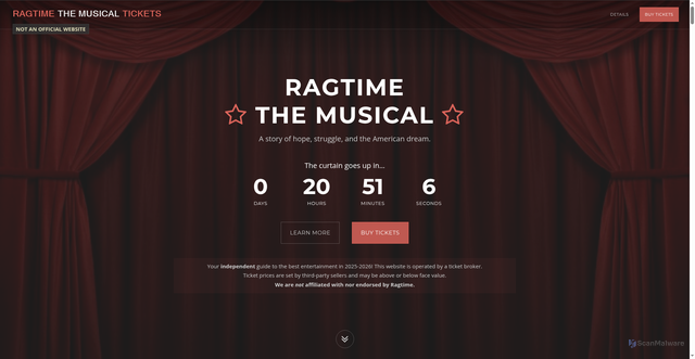 Security scan screenshot of https://www.ragtimethemusical.com/