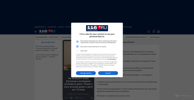 Security scan screenshot of https://116.ru