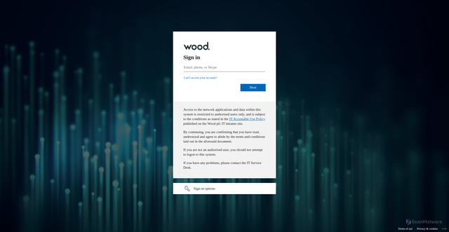 Security scan screenshot of https://woodplc.sharepoint.com