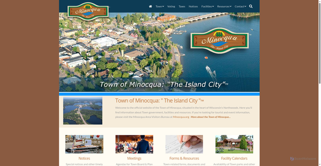 Security scan screenshot of https://www.townofminocqua.org/