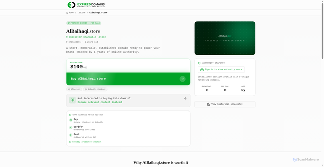 Security scan screenshot of expireddomains.com