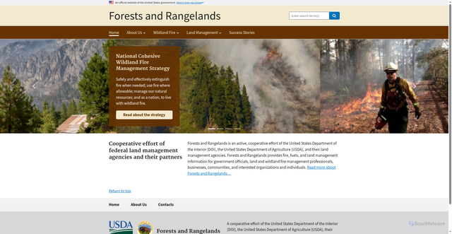 Security scan screenshot of https://forestsandrangelands.gov/