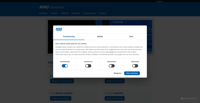 Security scan screenshot of https://klant.afas.nl