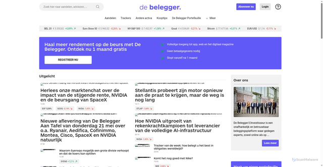 Security scan screenshot of https://belegger.tijd.be