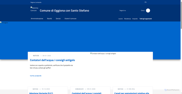 Security scan screenshot of https://www.comune.oggionaconsantostefano.va.it/