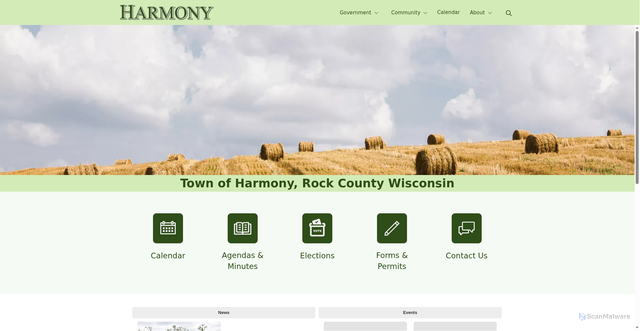 Security scan screenshot of https://townofharmonyrc.gov/
