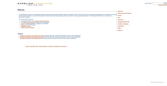 Security scan screenshot of https://www.gamblingcommission.govt.nz/