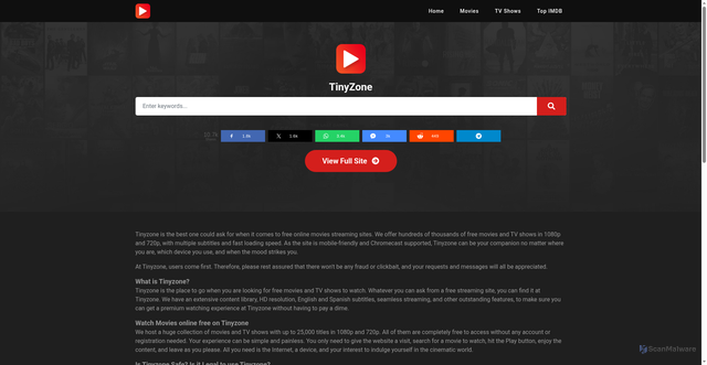 Security scan screenshot of https://tinyzone.gg