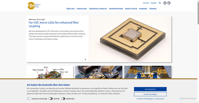 Security scan screenshot of https://www.fbh-berlin.de/