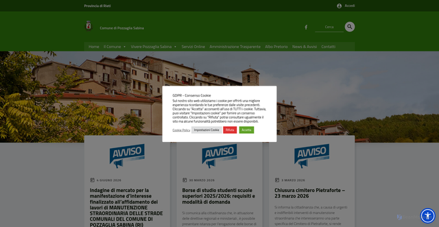 Security scan screenshot of https://www.comune.pozzagliasabina.ri.it