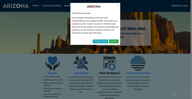Security scan screenshot of https://www.azstatejobs.gov/