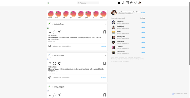 Security scan screenshot of http://instagram-ten-blond.vercel.app/