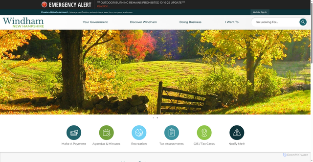 Security scan screenshot of https://windhamnh.gov/