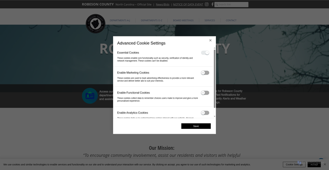 Security scan screenshot of https://www.robesoncountync.gov/